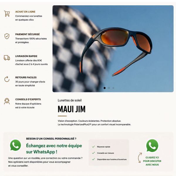 Maui Jim – Technologie PolarizedPlus2® et confort visuel exceptionnel Lunettes de soleil Maui Jim alliant légèreté, confort et technologie de verres polarisés