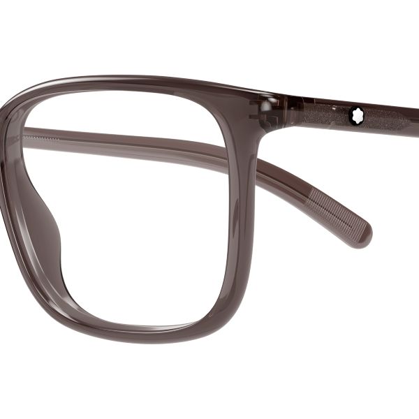 Découvrez les montures Montblanc disponibles sur notre boutique en ligne Détail de la monture Montblanc MB0328 mettant en valeur son design élégant et ses finitions soignées
