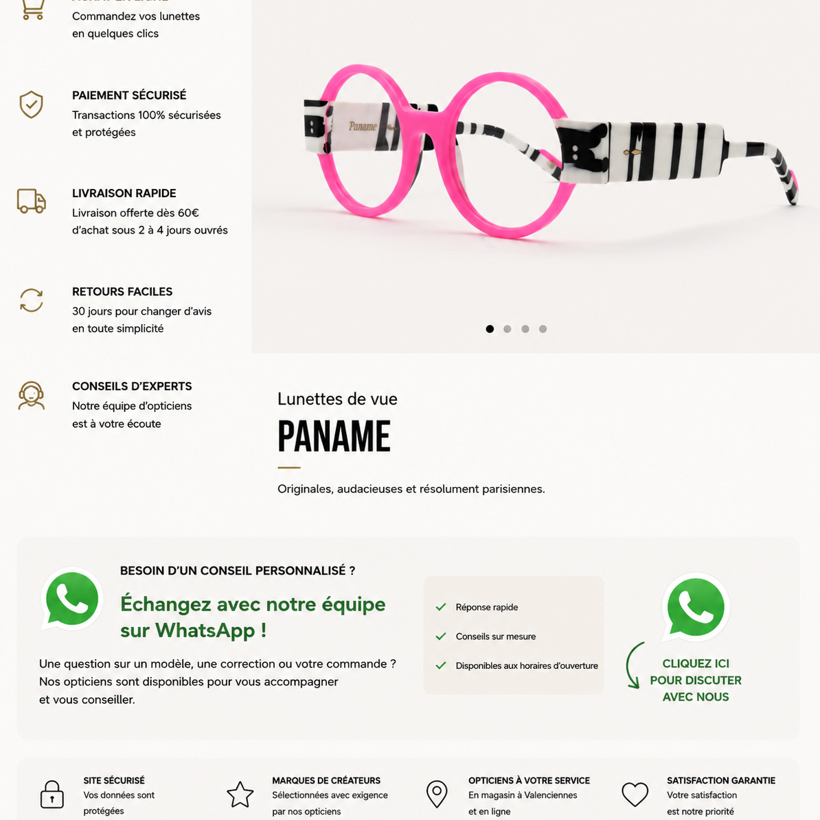 Découvrez les lunettes Paname en ligne avec conseils personnalisés E-boutique Paname avec accompagnement WhatsApp chez Optique Audition Suin Valenciennes