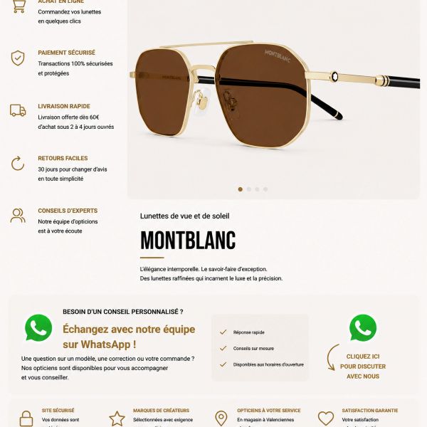 Découvrez la collection de lunettes Montblanc sur notre boutique en ligne Collection de lunettes Montblanc disponible en ligne chez Optique Audition Suin à Valenciennes